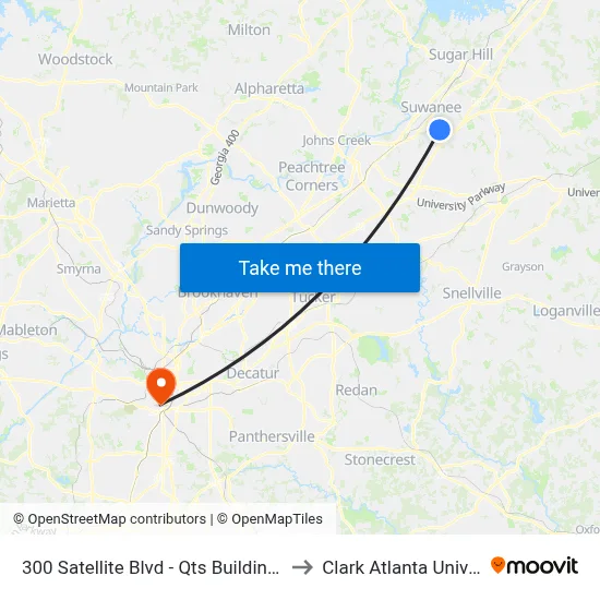 300 Satellite Blvd - Qts Building (2nd E to Clark Atlanta University map