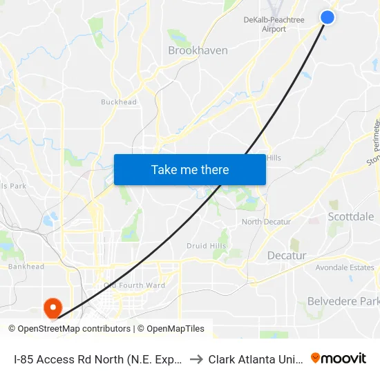 I-85 Access Rd North (N.E. Expy) @ 3355 to Clark Atlanta University map