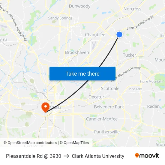 Pleasantdale Rd @ 3930 to Clark Atlanta University map