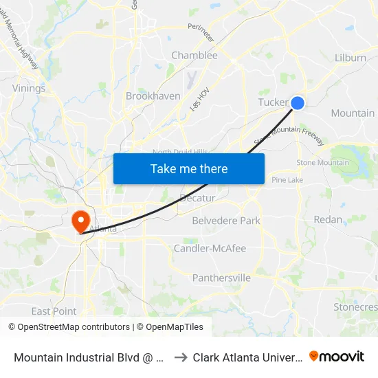 Mountain Industrial Blvd @ 2530 to Clark Atlanta University map