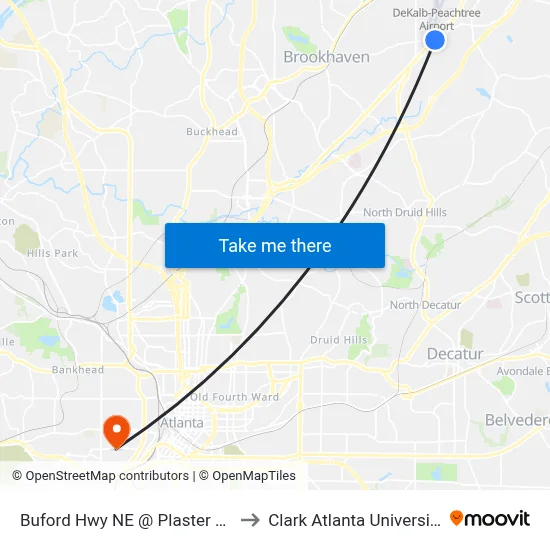 Buford Hwy NE @ Plaster Rd to Clark Atlanta University map