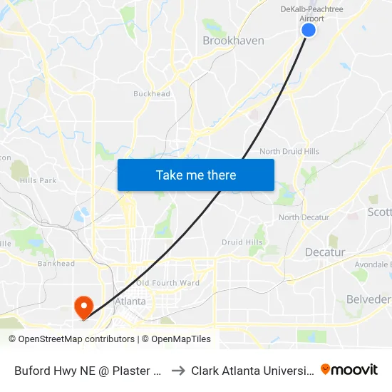 Buford Hwy NE @ Plaster Rd to Clark Atlanta University map