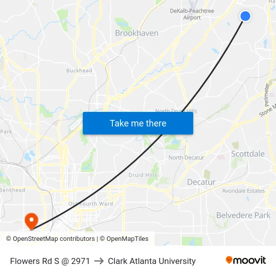 Flowers Rd S @ 2971 to Clark Atlanta University map