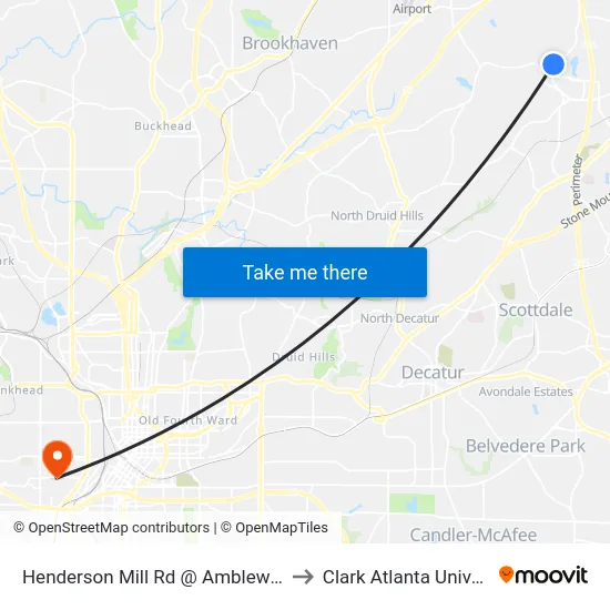 Henderson Mill Rd @ Amblewood Ct to Clark Atlanta University map