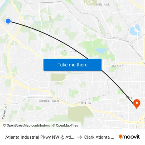 Atlanta Industrial Pkwy NW @ Atlanta Industrial Dr to Clark Atlanta University map