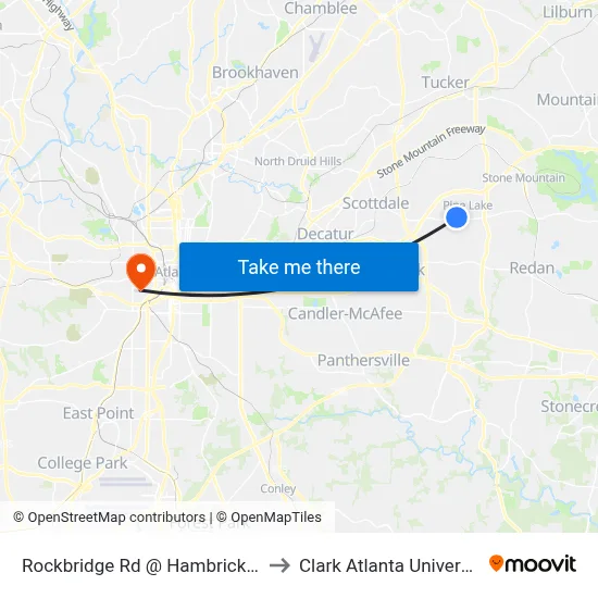 Rockbridge Rd @ Hambrick Rd to Clark Atlanta University map