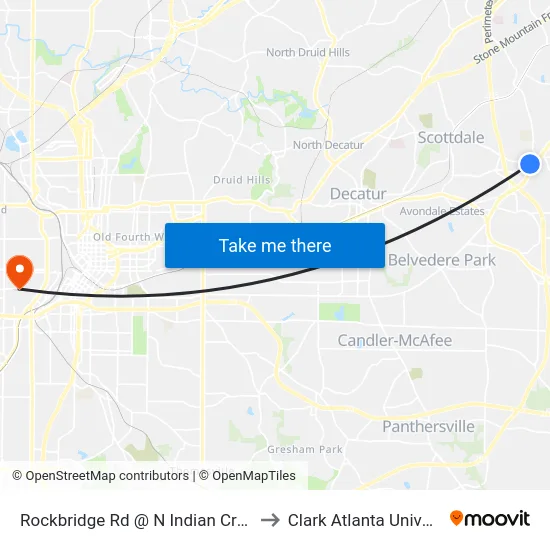 Rockbridge Rd @ N Indian Creek Dr to Clark Atlanta University map