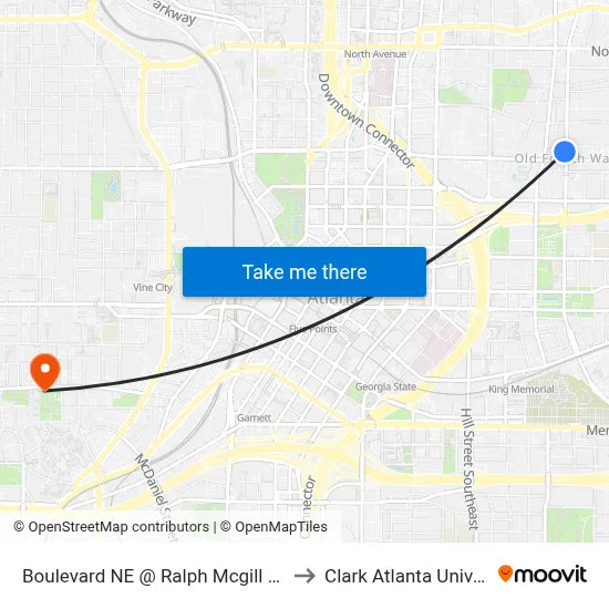 Boulevard NE @ Ralph Mcgill Blvd NE to Clark Atlanta University map