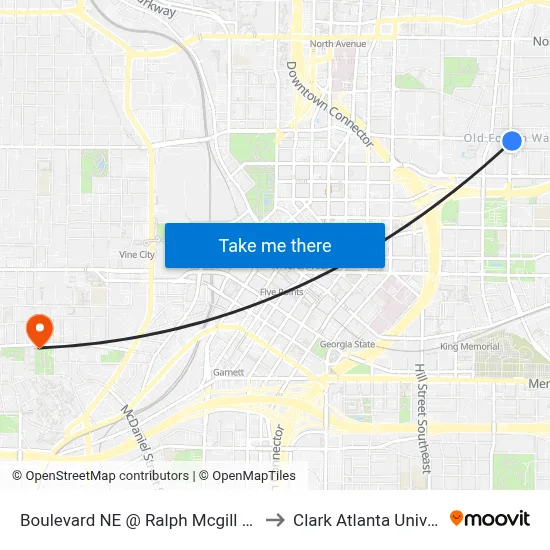 Boulevard NE @ Ralph Mcgill Blvd NE to Clark Atlanta University map