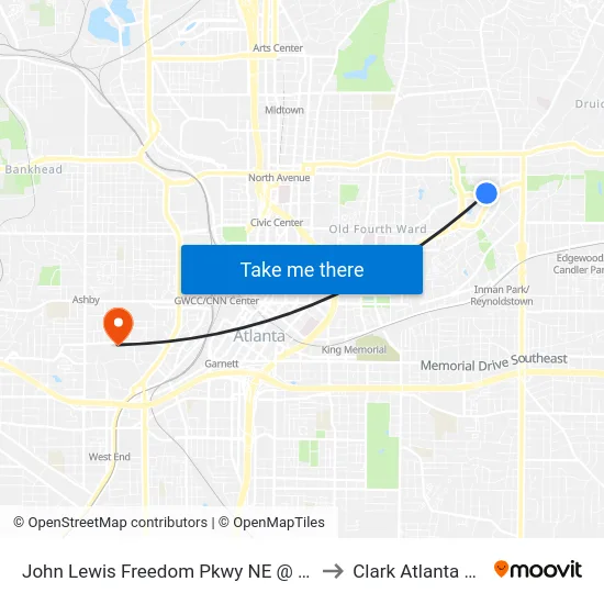 John Lewis Freedom Pkwy NE @ Carter Center Entr to Clark Atlanta University map