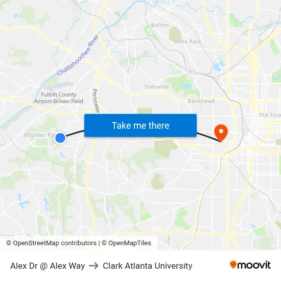 Alex Dr @ Alex Way to Clark Atlanta University map