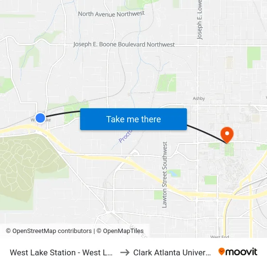 West Lake Station - West Loop to Clark Atlanta University map