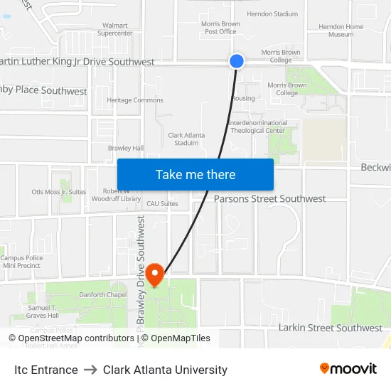 Itc Entrance to Clark Atlanta University map