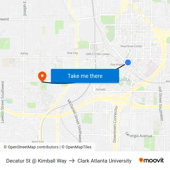 Decatur St @ Kimball Way to Clark Atlanta University map