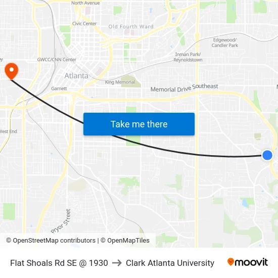 Flat Shoals Rd SE @ 1930 to Clark Atlanta University map