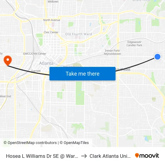 Hosea L Williams Dr SE @ Warren St SE to Clark Atlanta University map