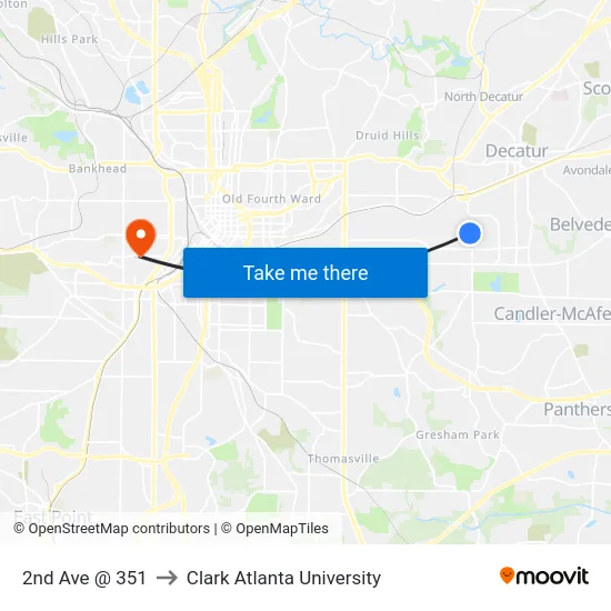 2nd Ave @ 351 to Clark Atlanta University map