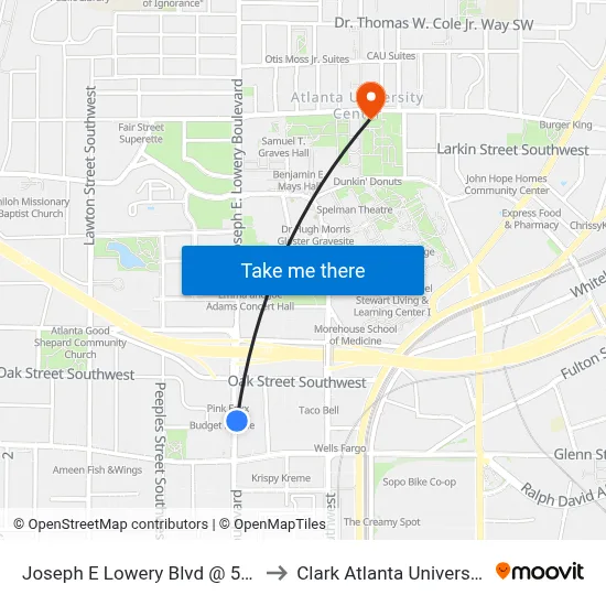 Joseph E Lowery Blvd @ 577 to Clark Atlanta University map