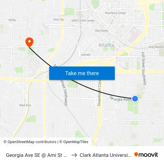 Georgia Ave SE @ Ami St SE to Clark Atlanta University map