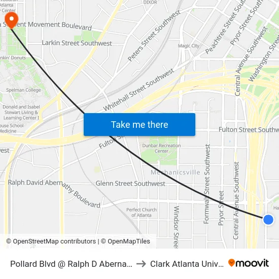 Pollard Blvd @ Ralph D Abernathy Blvd to Clark Atlanta University map