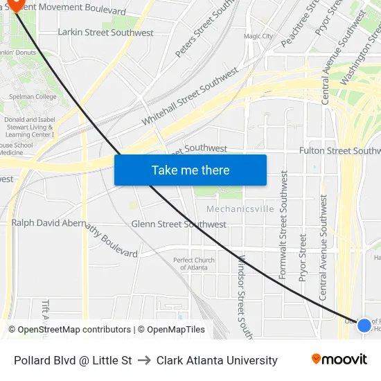 Pollard Blvd @ Little St to Clark Atlanta University map