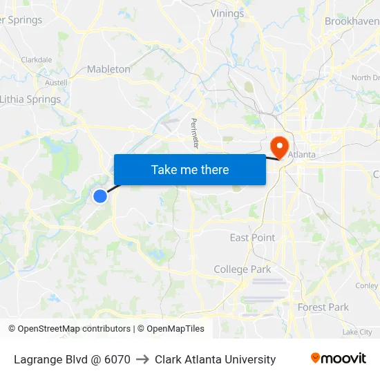 Lagrange Blvd @ 6070 to Clark Atlanta University map