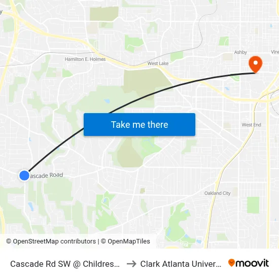 Cascade Rd SW @ Childress Dr to Clark Atlanta University map