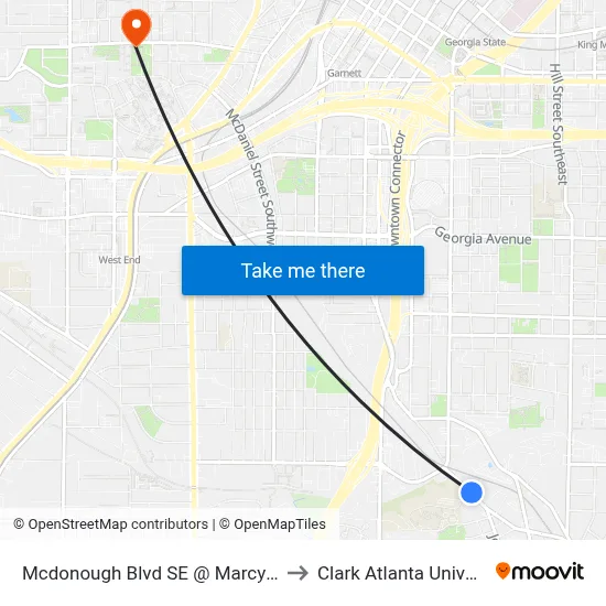 Mcdonough Blvd SE @ Marcy St SE to Clark Atlanta University map