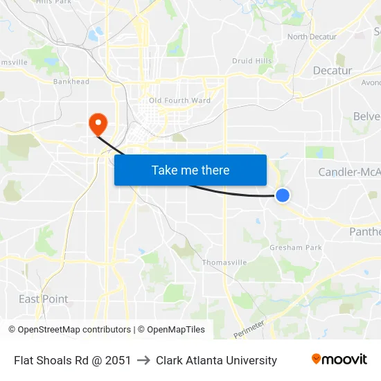 Flat Shoals Rd @ 2051 to Clark Atlanta University map