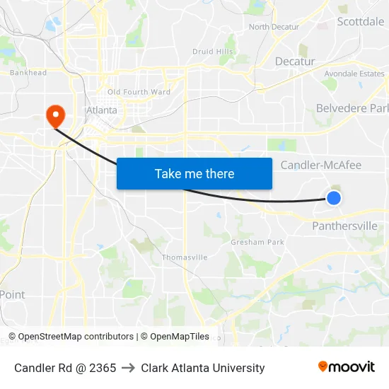 Candler Rd @ 2365 to Clark Atlanta University map