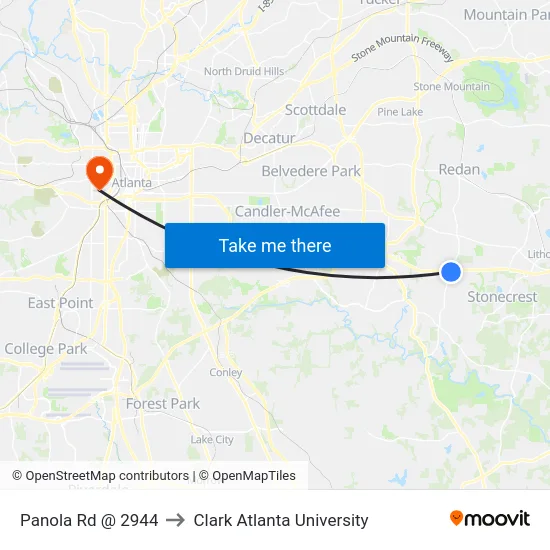 Panola Rd @ 2944 to Clark Atlanta University map