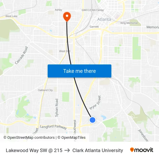 Lakewood Way SW @ 215 to Clark Atlanta University map