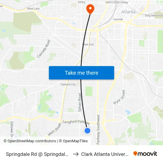 Springdale Rd @ Springdale Pl to Clark Atlanta University map