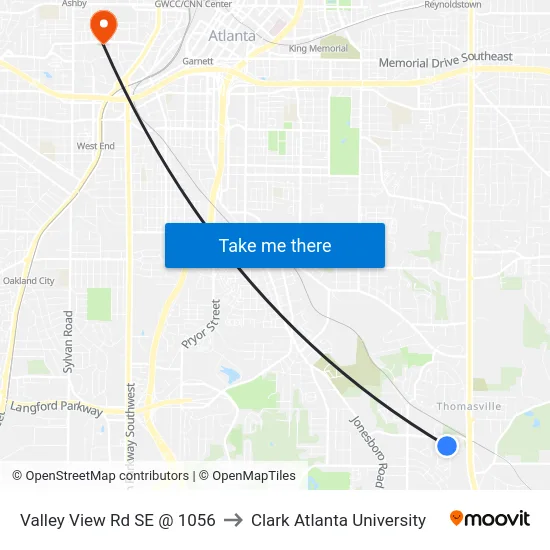 Valley View Rd SE @ 1056 to Clark Atlanta University map