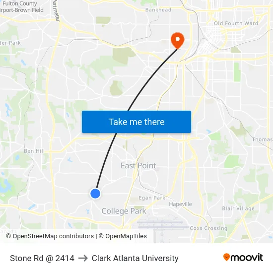 Stone Rd @ 2414 to Clark Atlanta University map