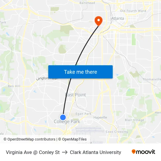 Virginia Ave @ Conley St to Clark Atlanta University map