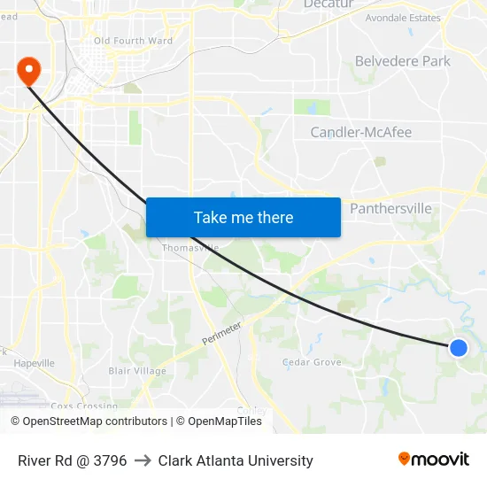 River Rd @ 3796 to Clark Atlanta University map