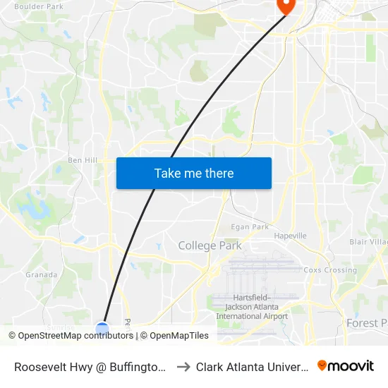 Roosevelt Hwy @ Buffington Rd to Clark Atlanta University map