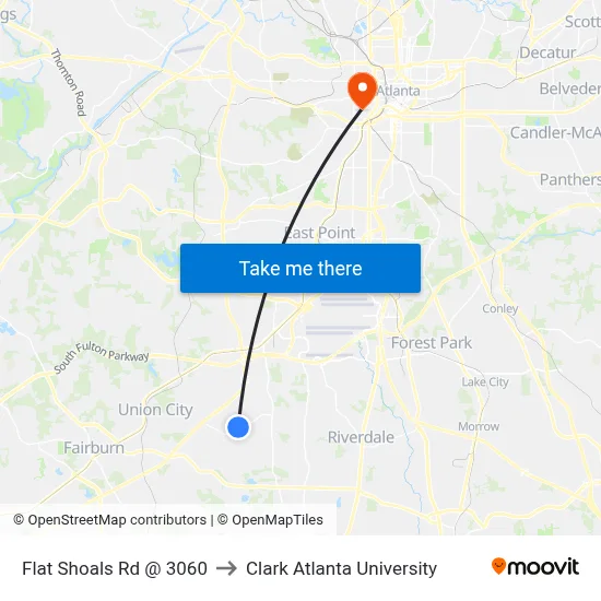 Flat Shoals Rd @ 3060 to Clark Atlanta University map