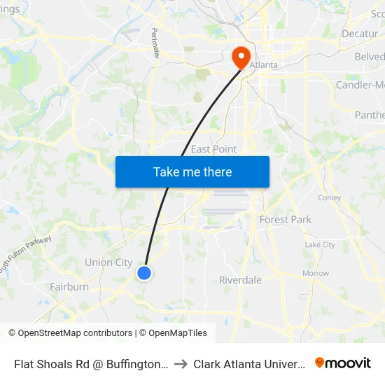 Flat Shoals Rd @ Buffington Rd to Clark Atlanta University map