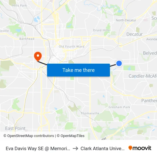 Eva Davis Way SE @ Memorial Dr to Clark Atlanta University map