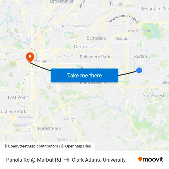 Panola Rd @ Marbut Rd to Clark Atlanta University map