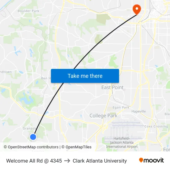 Welcome All Rd @ 4345 to Clark Atlanta University map