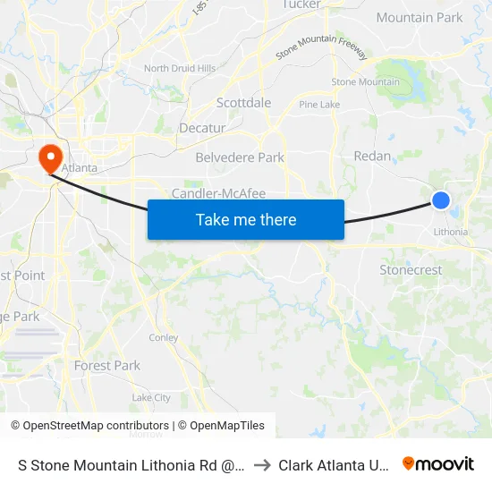 S Stone Mountain Lithonia Rd @ Chapman Rd to Clark Atlanta University map