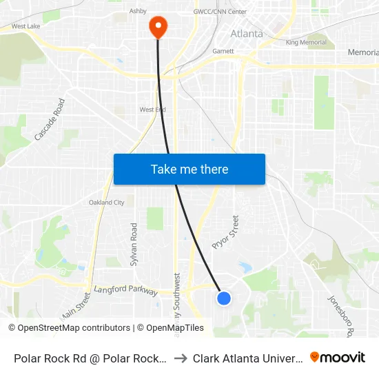 Polar Rock Rd @ Polar Rock Ave to Clark Atlanta University map