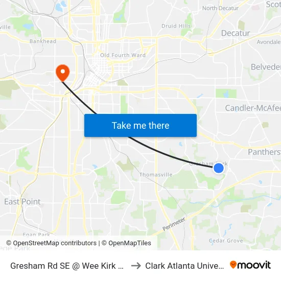 Gresham Rd SE @ Wee Kirk Rd SE to Clark Atlanta University map
