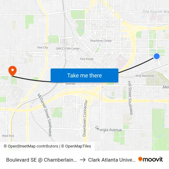 Boulevard SE @ Chamberlain St SE to Clark Atlanta University map