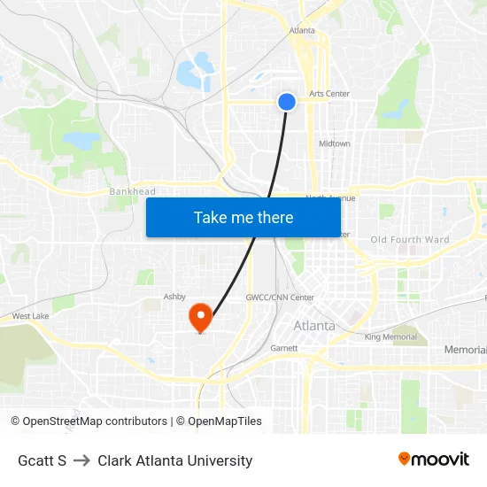 Gcatt S to Clark Atlanta University map