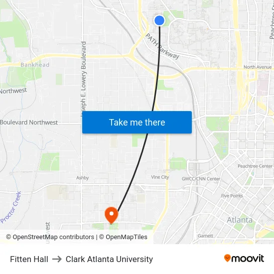 Fitten Hall to Clark Atlanta University map