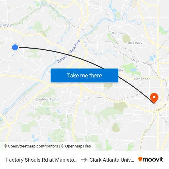 Factory Shoals Rd at Mableton Pkwy to Clark Atlanta University map